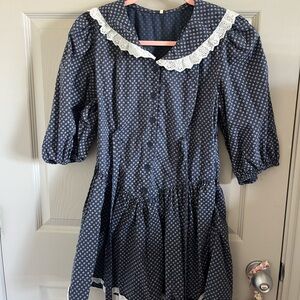 Free People Navy Blue Lace-Collar Girls' Dress